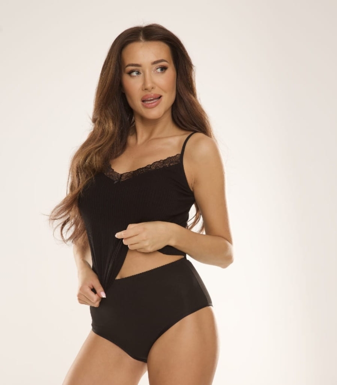 Koszulka-damska-w-prazki-na-cienkich-ramiaczkach-z- koronka-Freya-697-czarny.jpg