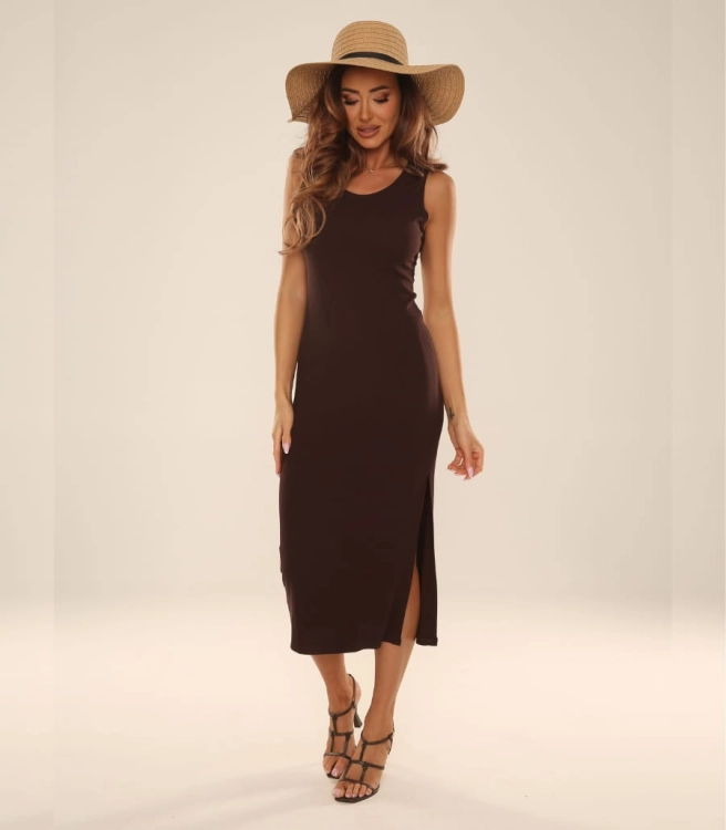 Dluga-prazkowana-sukienka-z-wiskozy-na-szerokich-ramiaczkach-Sienna-053-Delafense-czekoladowa.jpg